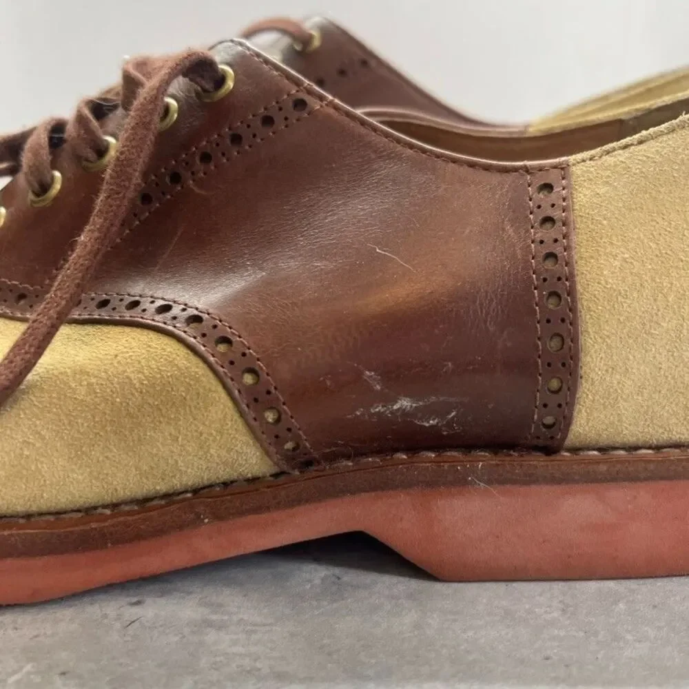 Polo Ralph Lauren Rhett Saddle Tan Brown Leather Oxford Shoes Mens Size 9D